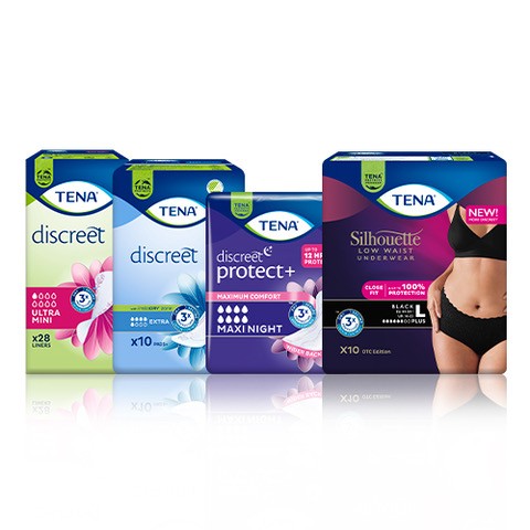 No kreisās: TENA Discreet Ultra Mini, TENA Discreet Extra, TENA Discreet Maxi Night, Silhouette low waist underwear No kreisās: TENA Discreet Ultra Mini, TENA Discreet Extra, TENA Discreet Maxi Night, Silhouette low waist underwear
